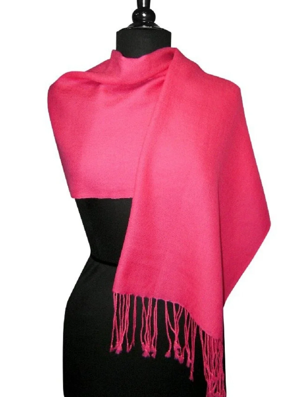 Oversized Fuchsia Hot Pink Pashmina Shawl Wrap Scarf Fringe 32x80 CC